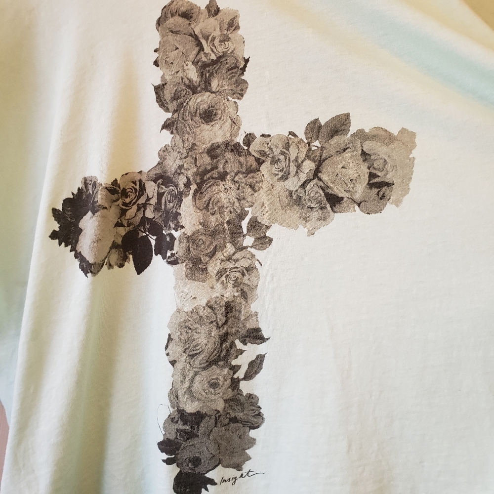 Insight Light Blue Floral Cross Tee - Picture 4 of 7